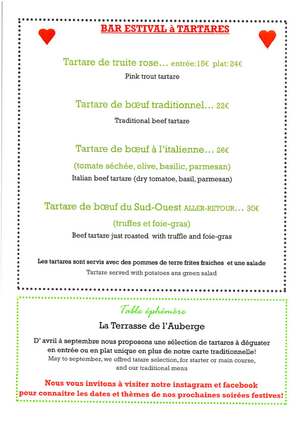 bar à tartares - Auberge de Maison Rouge